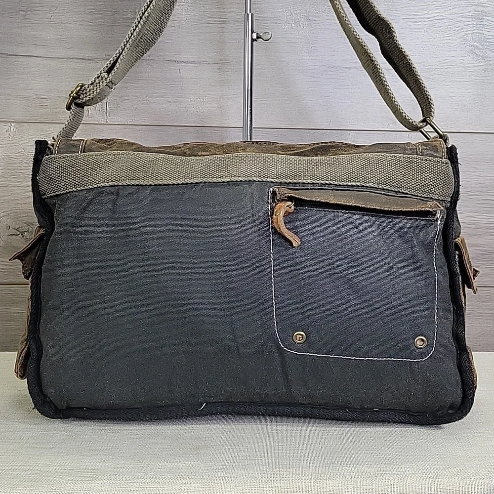 Bed Stu Waxed Canvas Leather Hawkeye Messenger Shoulder Bag